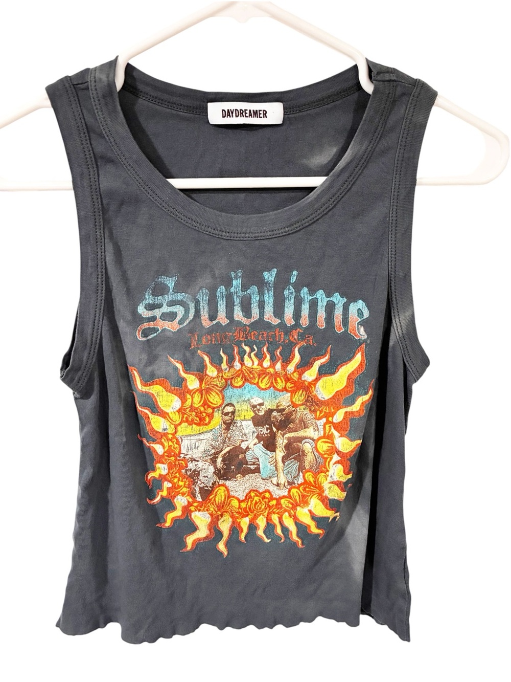 Daydreamer Black Sublime Graphic Tank Top Distressed Sleeveless